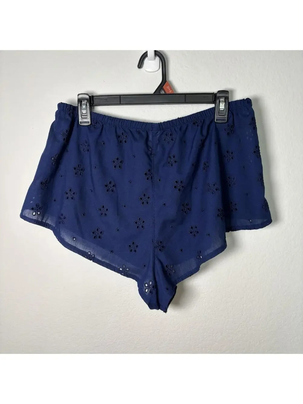 Victorias Secret Navy Blue Eyelet Matching Set Size Large Coquette Whimsy Lace